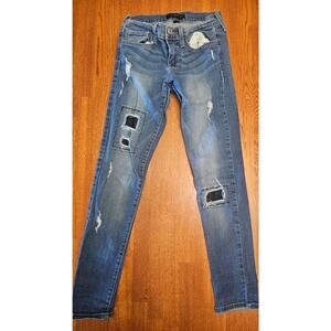 Distressed Flying Monkey size 26 skinny‎ ankle jeans inseam 28